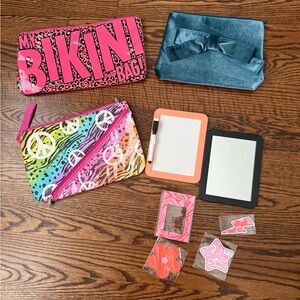 Kids Bundle Bathing suit wet bags, makeup bag, locker mirror magnets dry erase